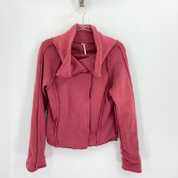 Free People Jackets & Blazers - Free People Lambswool Knit Raw Edge Jacket L mauve